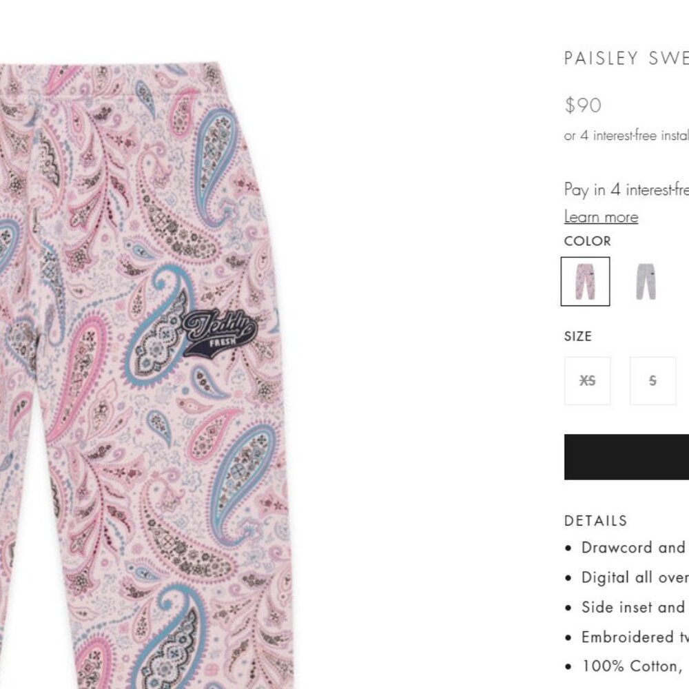 ๐ฅ TEDDY FRESH Unisex Sweatpants - Pink Paisley - Size L - Picture 8 of 12